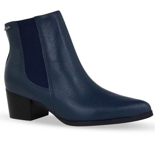Bota Cano Baixo Couro Burnish Marinho