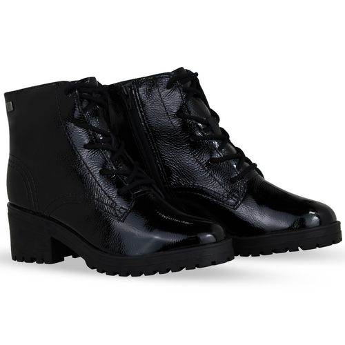 Bota Coturno Couro Verniz Show Preto