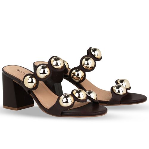 Tamanco Couro Burnish Marrom