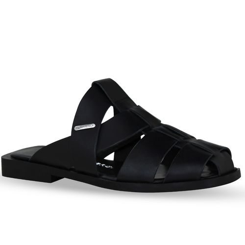 Sandália Rasteira Couro Atanado Preto