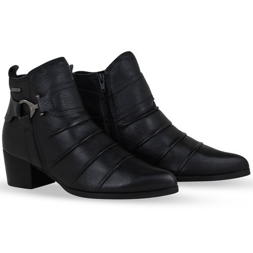 Bota Cano Baixo Couro Burnish Preto