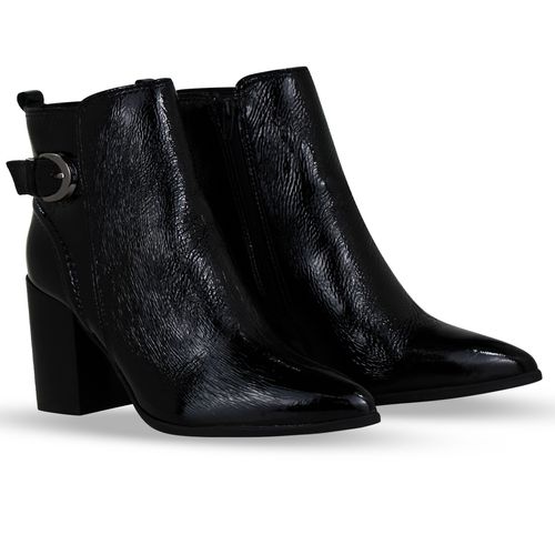 Bota Cano Baixo Couro Verniz Show Preto