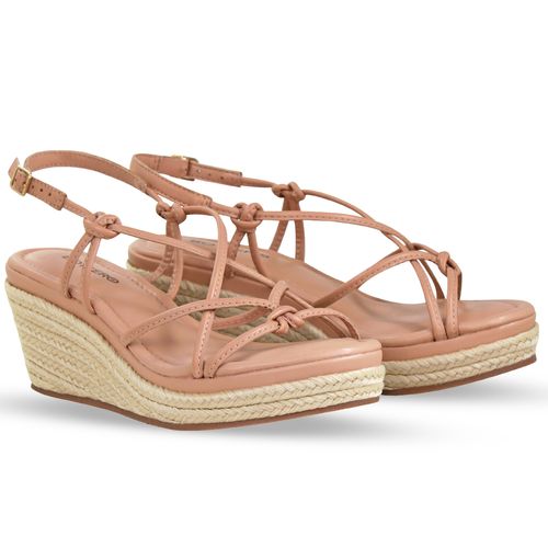 Sandália Anabela Couro Atanado Napoli Brown Sugar