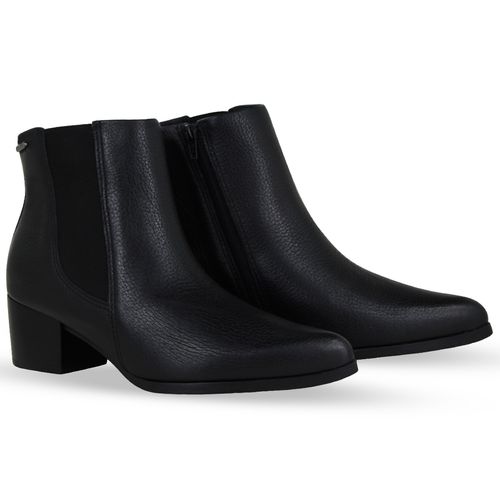 Bota Cano Baixo Couro Burnish Preto
