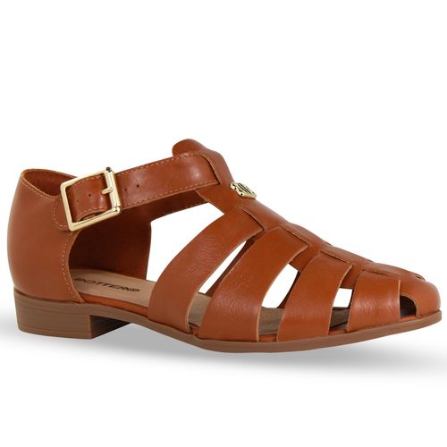 Sandália Rasteira Couro Atenas Caramelo