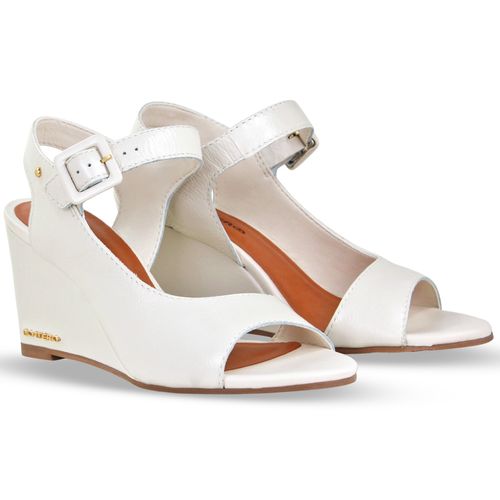 Sandália Anabela Couro Atenas Off White