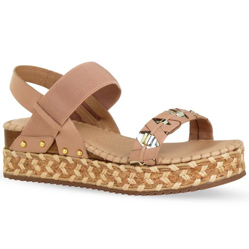 Sandália Anabela Couro Atanado Napoli Brown Sugar