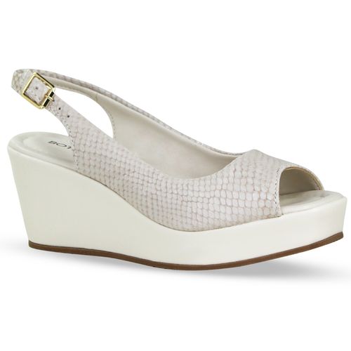 Sandália Anabela Couro Mamba Off White