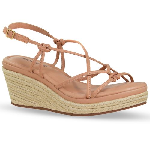 Sandália Anabela Couro Atanado Napoli Brown Sugar