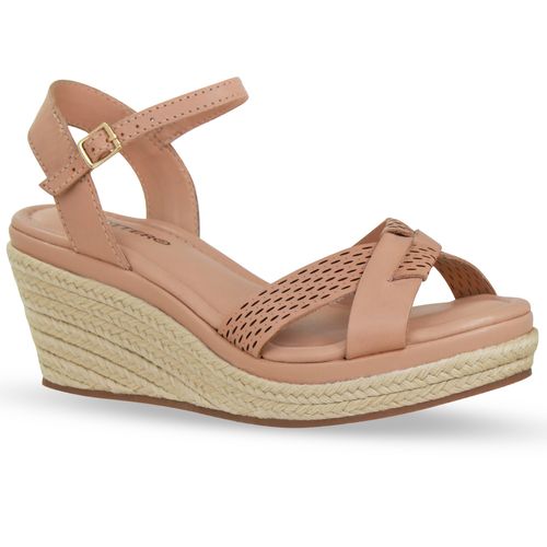 Sandália Anabela Couro Atanado Napoli Brown Sugar