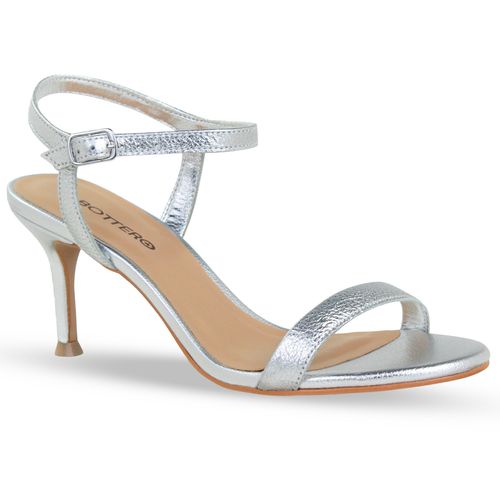 Sandália Couro Metalizado Roma Prata