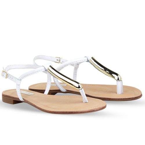 Sandália Rasteira Couro Atanado Napoli Branco