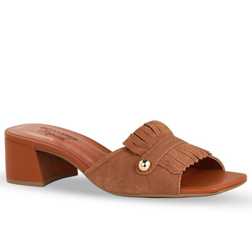 Tamanco Couro Camurça Castanho