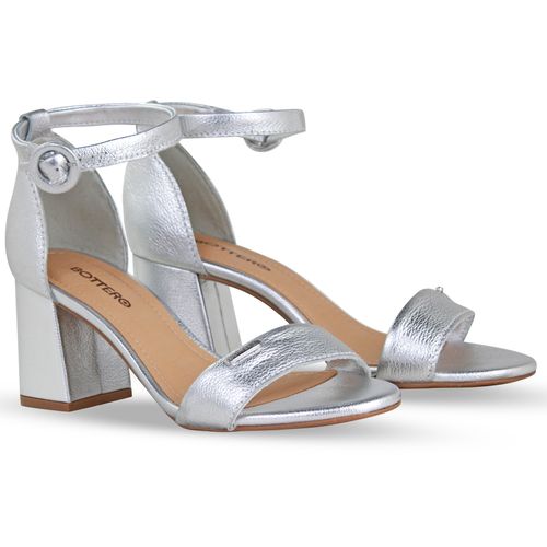 Sandália Couro Metalizado Roma Prata