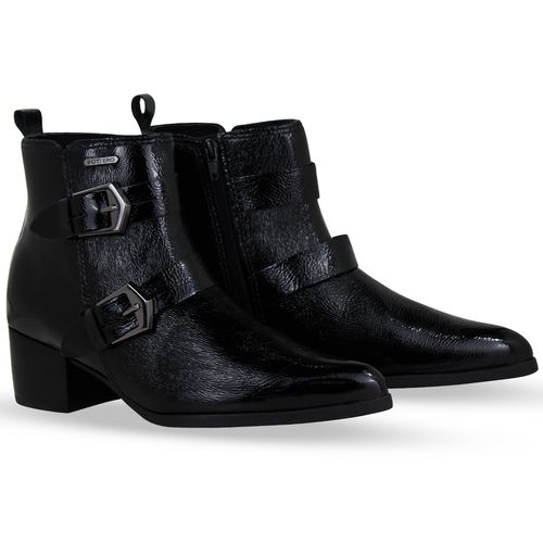 Bota Cano Baixo Couro Verniz Show Preto