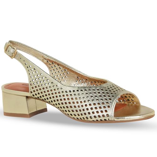 Sandália Couro Metalizado Roma Dourado