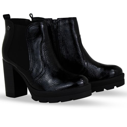 Bota Coturno Couro Verniz Show Preto