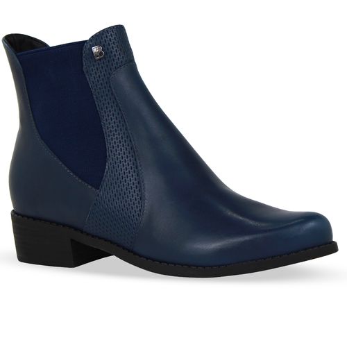 Bota Cano Baixo Couro Atanado Napoli Marinho