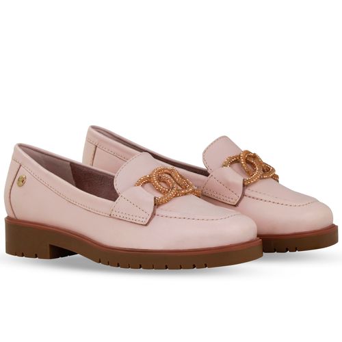 Sapato Mocassim Couro Atanado Napoli Rosa