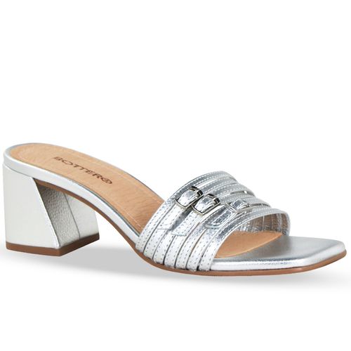 Tamanco Couro Metalizado Roma Prata