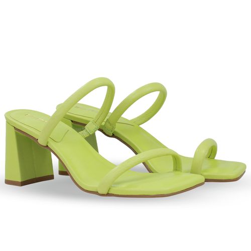 Tamanco Couro Summer Burnish Verde Limone