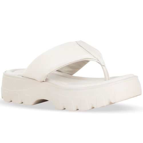 Tamanco Couro Burnish Off White