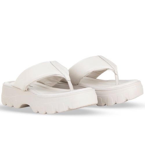 Tamanco Couro Burnish Off White