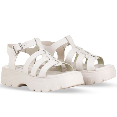 Sandália Couro Atanado Off White