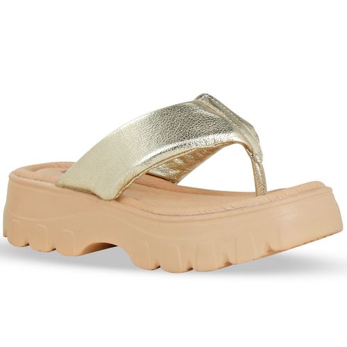 Sandália Couro Metalizado Roma Dourado