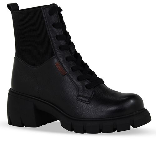 Bota Coturno Couro Burnish Preto