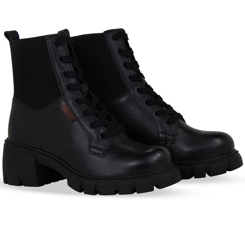 Bota Coturno Couro Burnish Preto