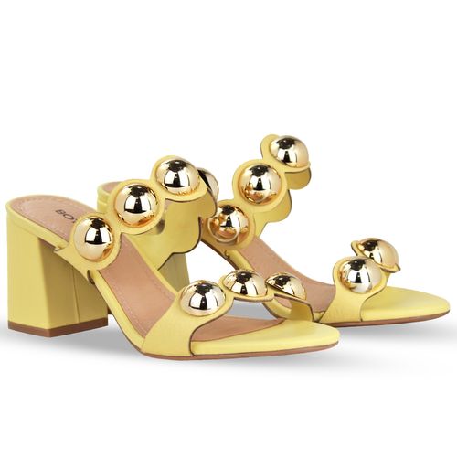 Tamanco Couro Burnish Amarelo Manteiga