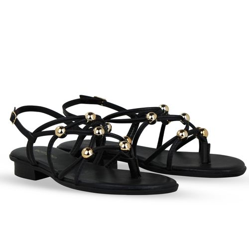 Sandália Rasteira Couro Atanado Napoli Preto