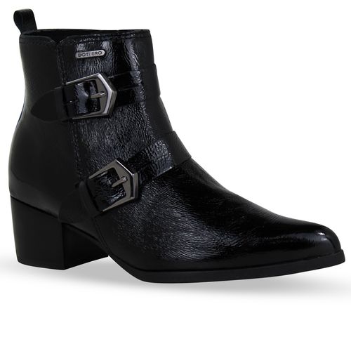 Bota Cano Baixo Couro Verniz Show Preto