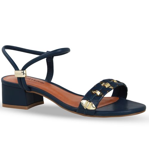 Sandália Couro Burnish Marinho