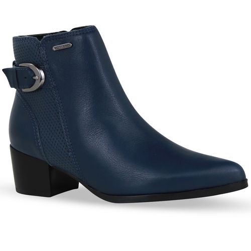 Bota Cano Baixo Couro Burnish Marinho