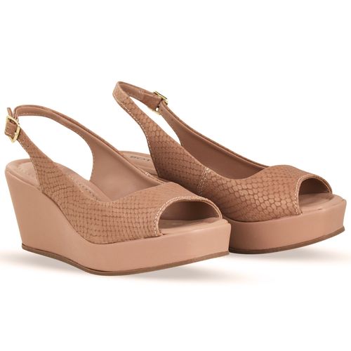 Sandália Anabela Couro Mamba Brown Sugar