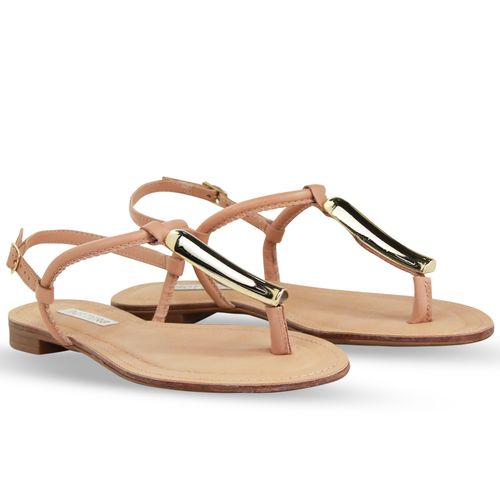 Sandália Rasteira Couro Atanado Napoli Brown Sugar