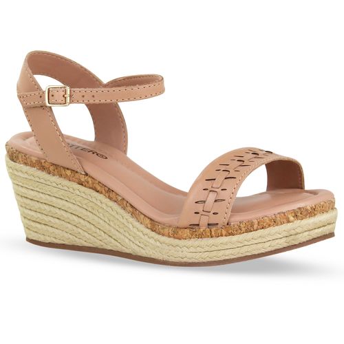 Sandália Anabela Couro Atanado Napoli Brown Sugar