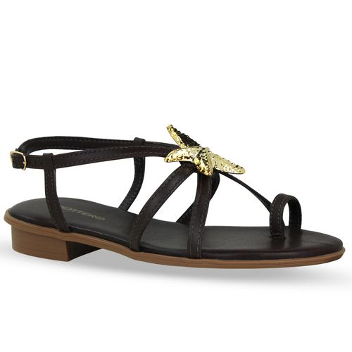 Sandália Rasteira Couro Atanado Napoli Marrom