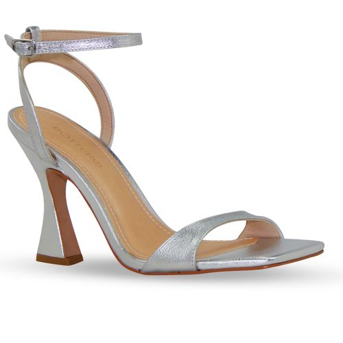 Sandalia Couro Metalizado Roma Prata