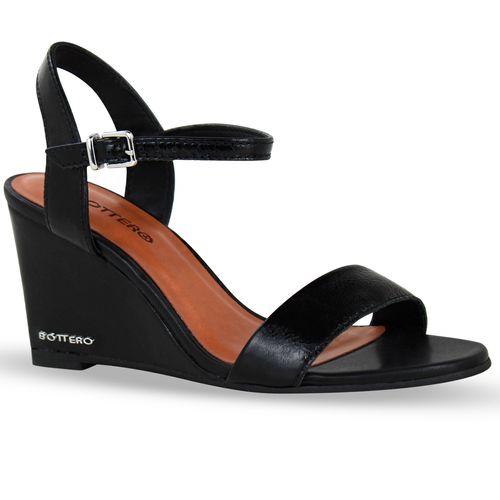 Sandália Anabela Couro Atenas Preto