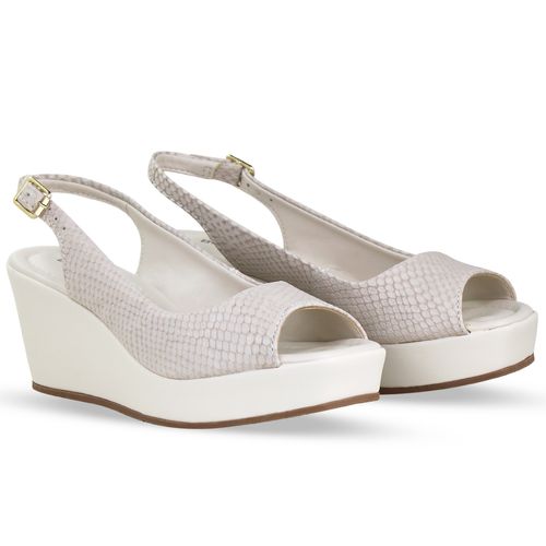 Sandália Anabela Couro Mamba Off White