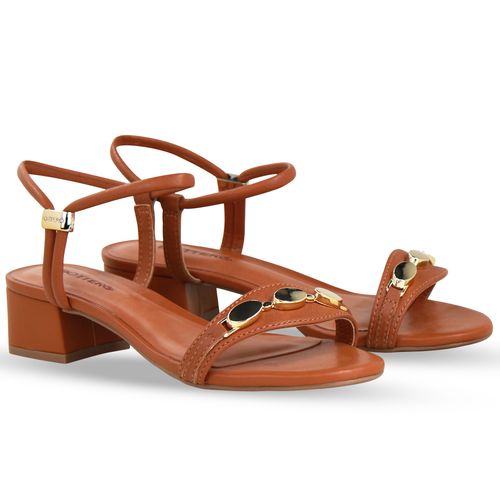 Sandália Couro Burnish Caramelo