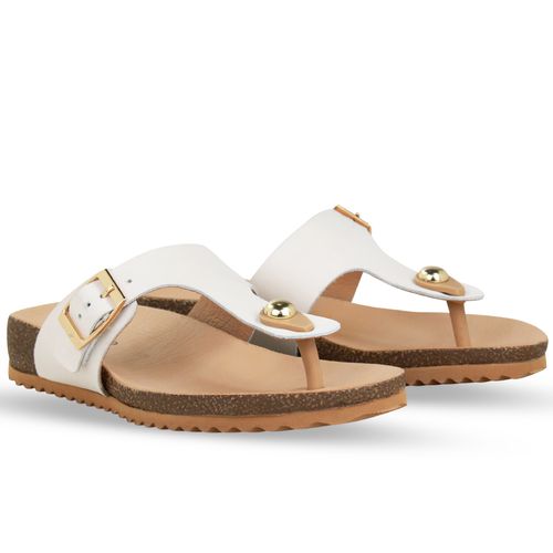 Sandália Rasteira Couro Atanado Napoli Off White