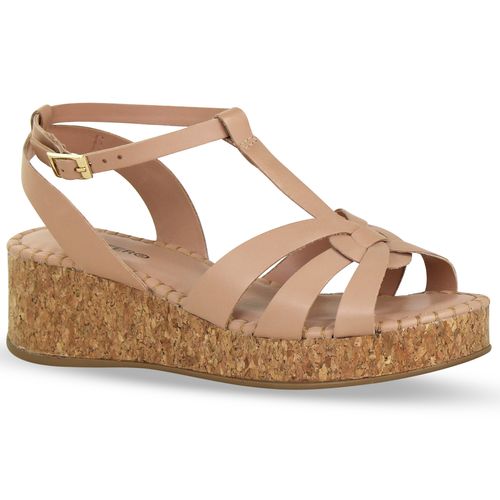 Sandália Anabela Couro Atanado Napoli Brown Sugar