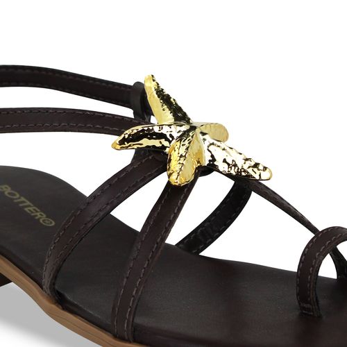 Sandália Rasteira Couro Atanado Napoli Marrom