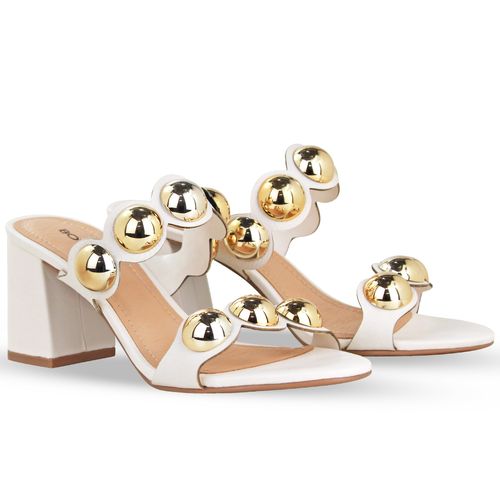 Tamanco Couro Burnish Off White