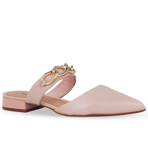 Sapato Mule Couro Atanado Napoli Rosa Pele