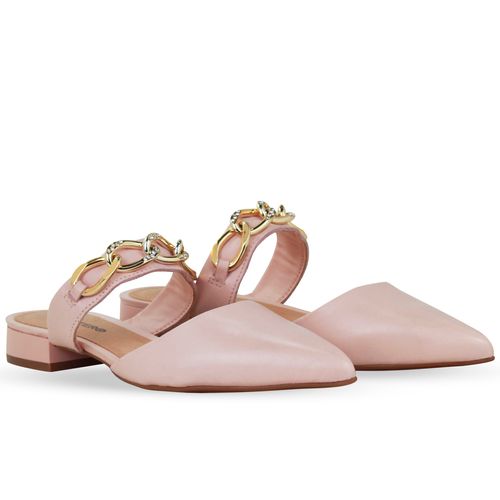 Sapato Mule Couro Atanado Napoli Rosa Pele